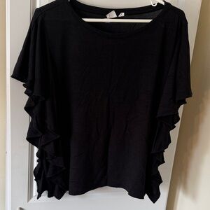 GAP Black Ruffle Sleeve Knit Top